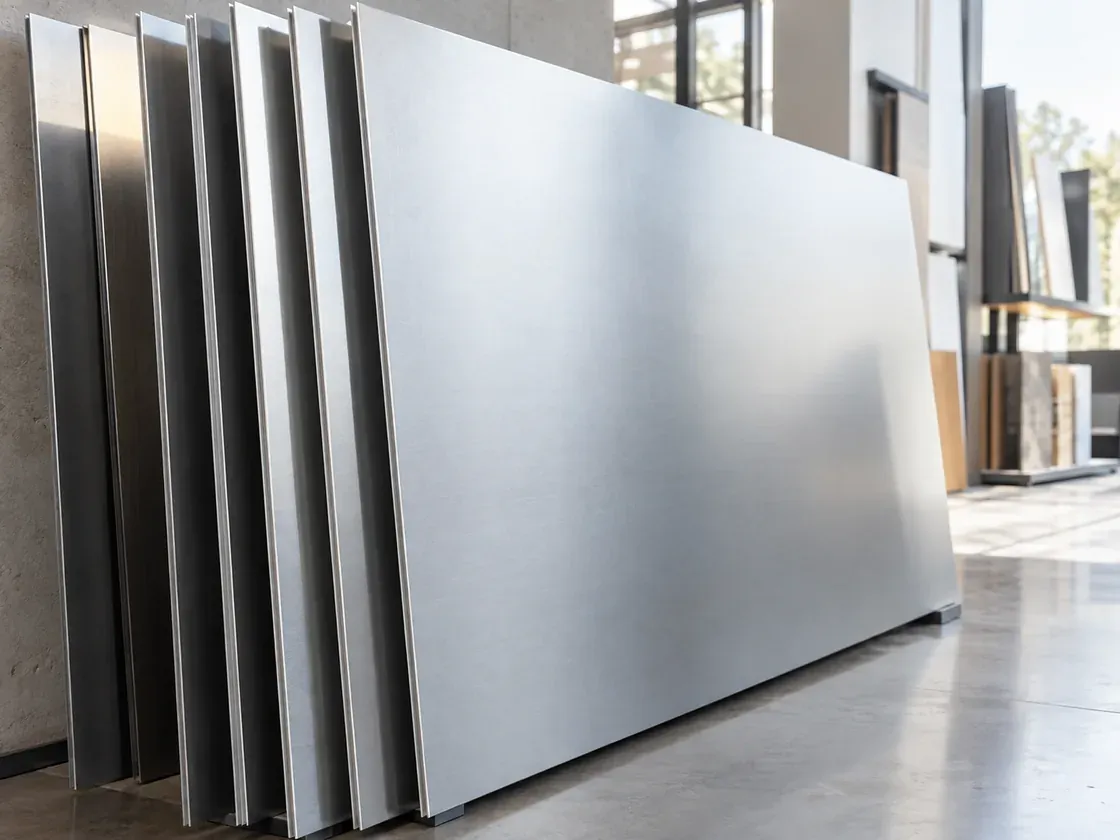 Hojas de panel de aluminio compuesto en almacén
