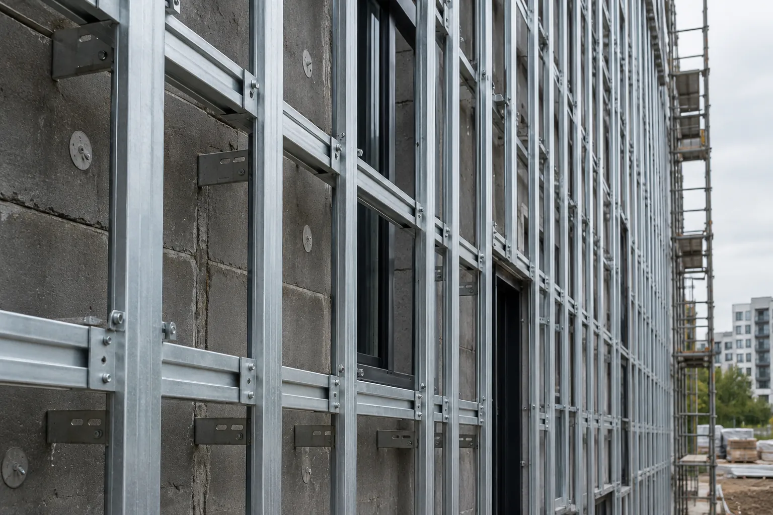 Antes: subestructura metálica sobre muro